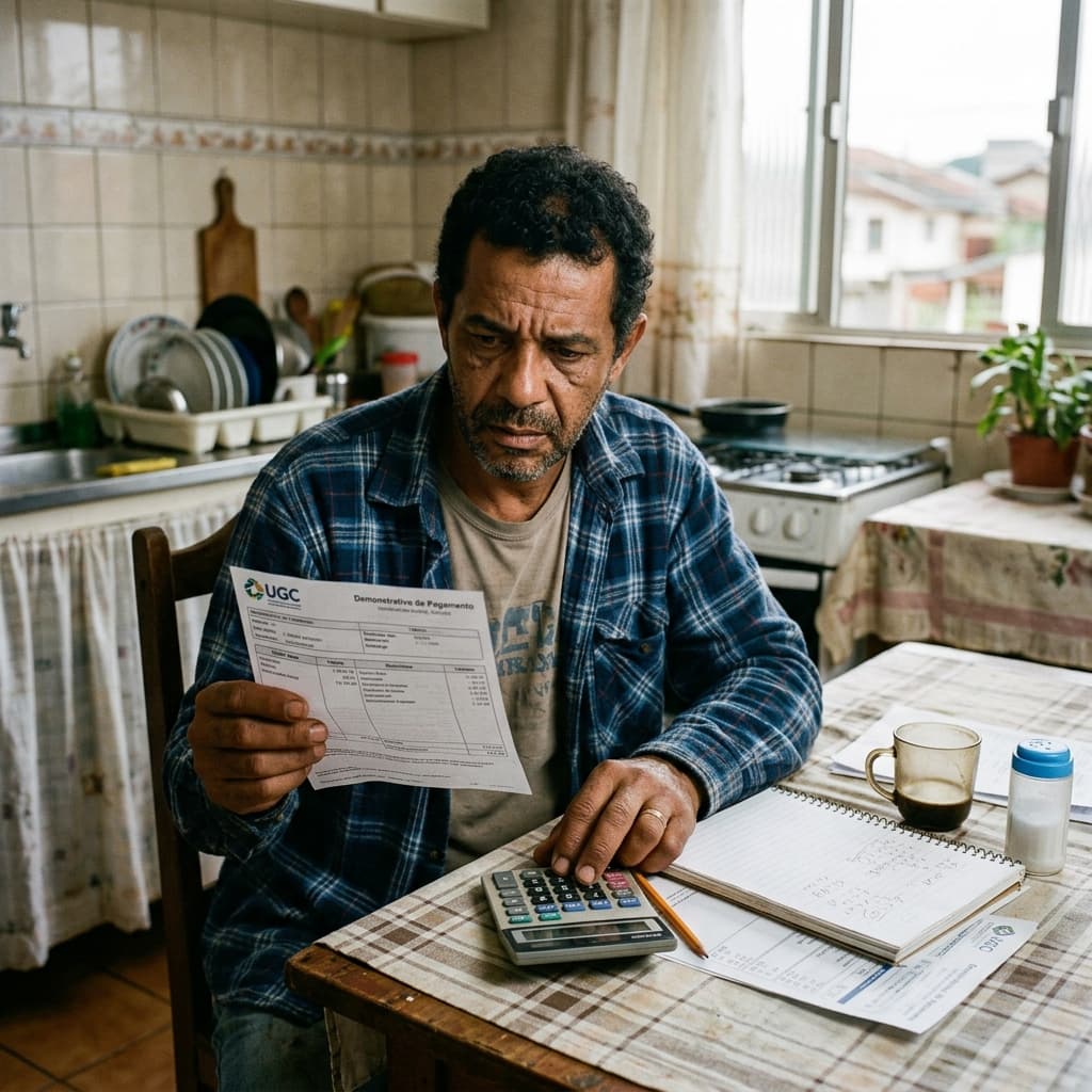 Trabalhador brasileiro com documentos e celular — 13º salário 2026 quanto recebo cálculo 1ª 2ª parcela INSS IR quando paga